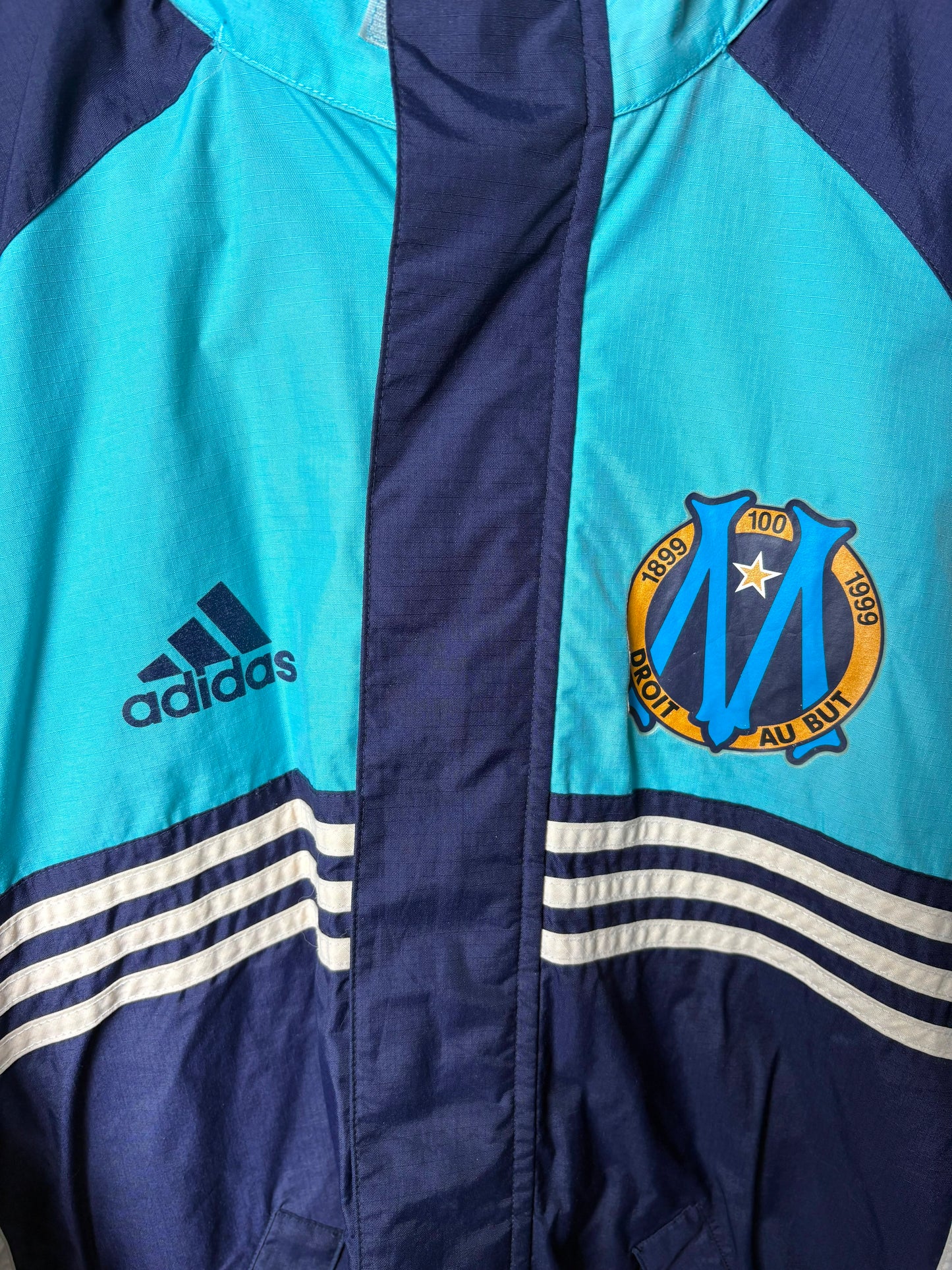 Original Olympique Marseille 1999/00 Hooded Rain Jacket - Size M