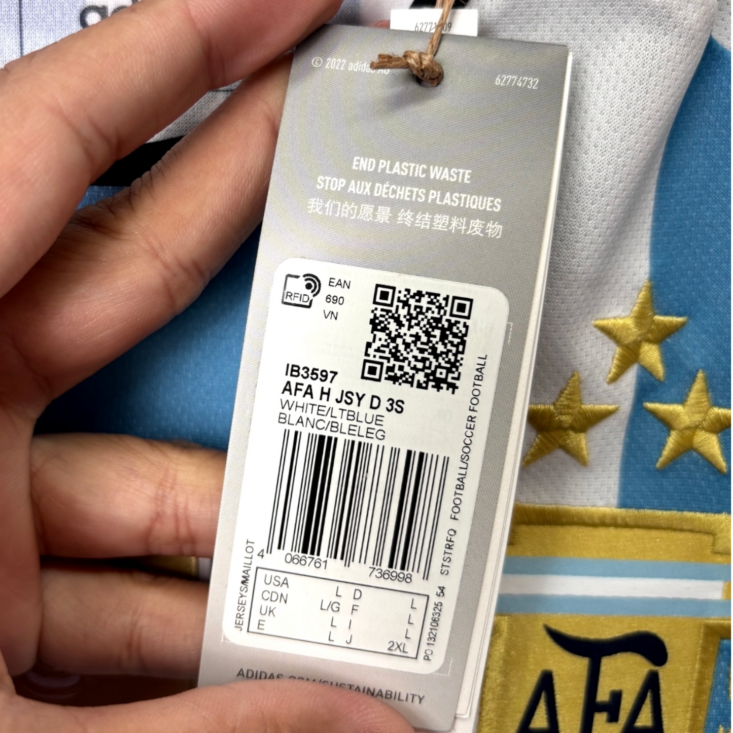 Original Argentina 2022/23 Home - Messi #10 Size L (Bnwt)